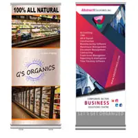 RETRACTABLE PULL UP BANNERS, FABRIC BANNERS, FLOOR BANNERS